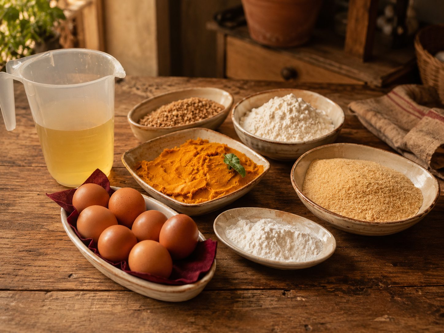 Gli ingredienti per dolce e salato con la purea di zucca