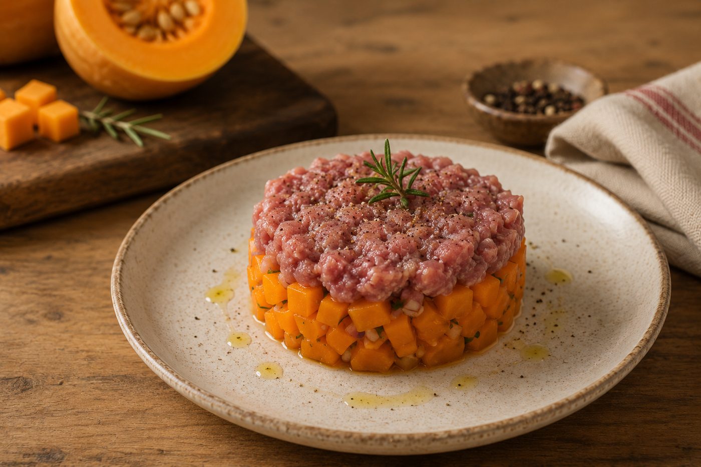 Tartare di zucca con cotechino
