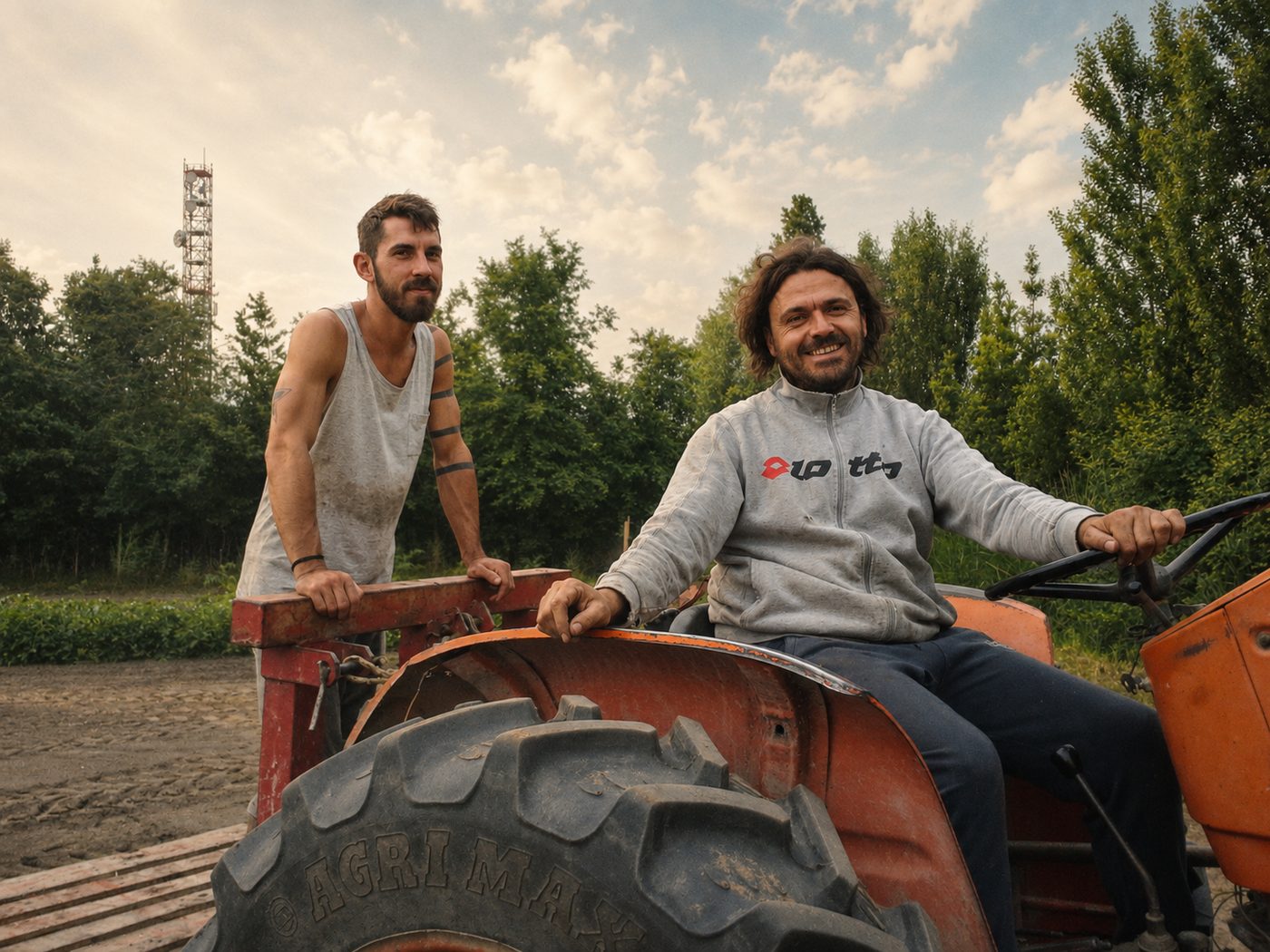 Simone e il socio in azienda agricola